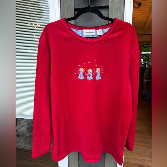 Vintage C.D. Daniels Vibrant Red Long Sleeve sweater/sweatshirt with Design - Picture 1 of 5